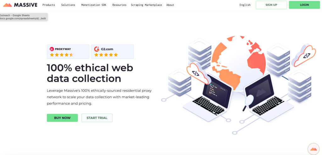 Massive homepage screen
