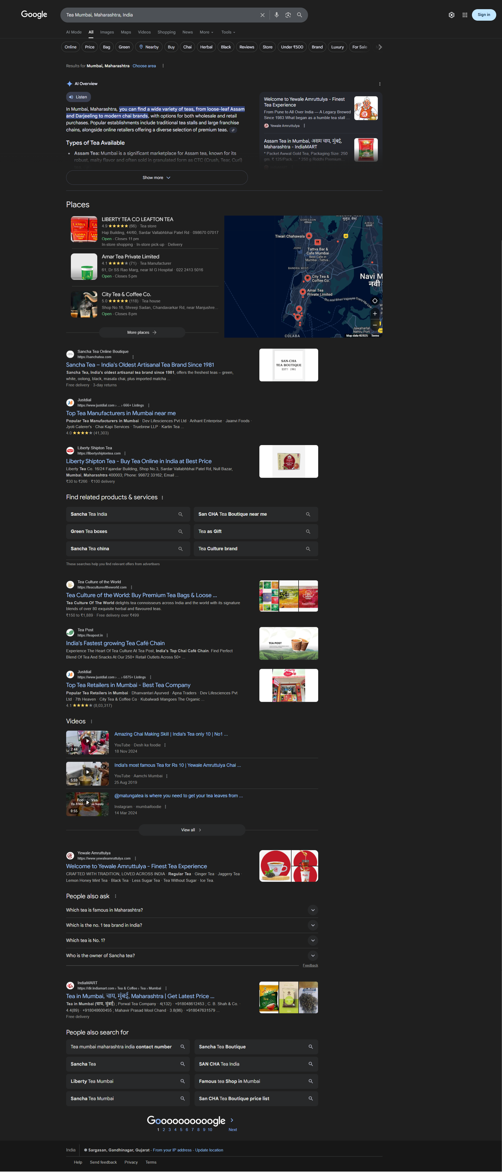 Google search result page